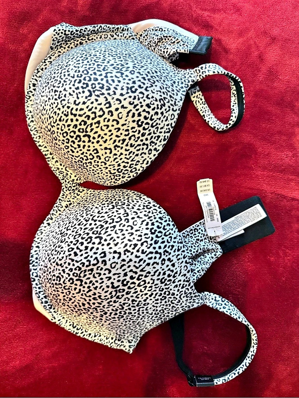 Victoria's Secret Bombshell Add-2-Cups Cotton Exploded Logo Push-Up Bra Leopard